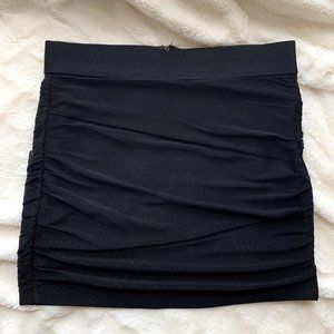 FOREVER21 ruched black mini bodycon skirt L